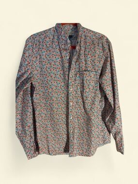 J. Crew Men's Secret Wash Stretch Slim-Fit Floral Shirt Sz L